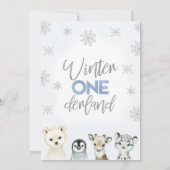 Invitation Argent Bleu Arctique Onederland hiver Anniversaire (Dos)