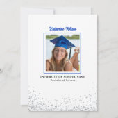 Invitation Argent Bleu Elle Croyait Graduation (Dos)