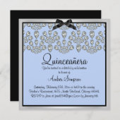 Invitation Argent/bleu Forever Diamonds Quinceanera Invitatio (Devant / Derrière)