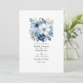 Invitation Argent, bleu glace, blanc givre et Mariage gris (Debout devant)