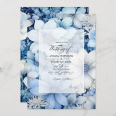 Invitation Argent, bleu glace, blanc givre et Mariage gris (Devant / Derrière)