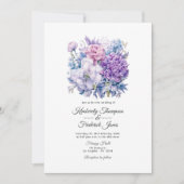Invitation Argent, bleu Icy et Mariage floral Lilac (Devant)