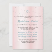 Invitation Argent bleu rose bat mitzvah (Devant)