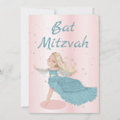 Invitation Argent bleu rose bat mitzvah (Dos)
