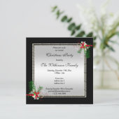 Invitation Argent brillant et noir, Décorations de coin Noël (Debout devant)