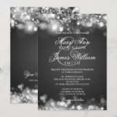 Invitation Argent brillant Mariage (Devant / Derrière)