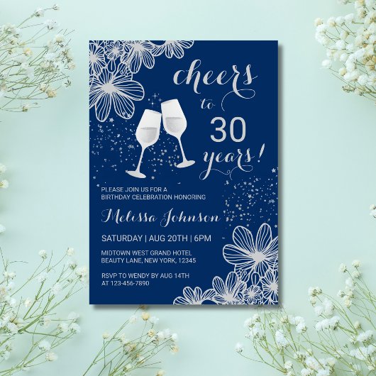 Invitation Argent Chevaux Vin Floral Marine Jalon Anniversair