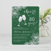 Invitation Argent Chevaux Vin Floral Vert Anniversaire (Debout devant)