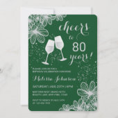 Invitation Argent Chevaux Vin Floral Vert Anniversaire (Devant)