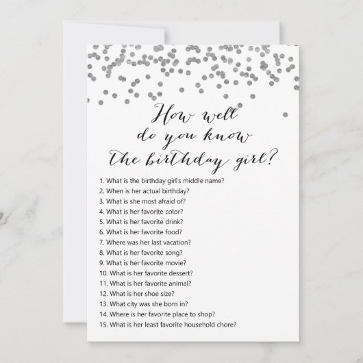 Invitation Argent Confetti Anniversaire - Qui sait Anniversai (Devant)