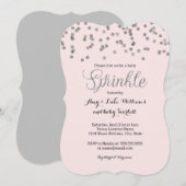 Invitation Argent Confetti Baby Sprinkle Girl Shower Invitati (Devant / Derrière)