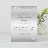 Invitation Argent Confetti & Étincelles Anniversaire (Debout devant)