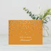 Invitation Argent Confetti Orange Mariage Bridesmaid (Debout devant)