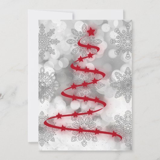 Invitation Argent Cool, Arbre de Noël rouge (Dos)
