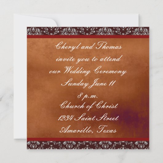Invitation Argent Damask (Dos)