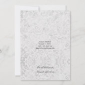 Invitation Argent Damask Black Ribbon Blue Jewel Mariage (Dos)