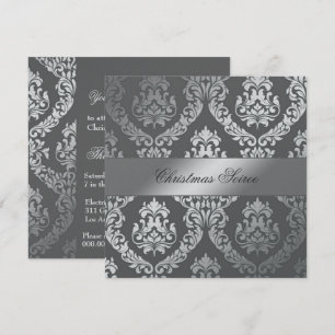 Invitation Argent de charbon de bois de damassé de 311