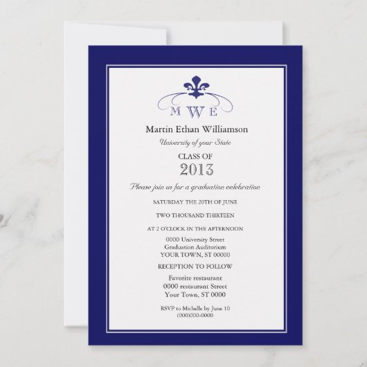 Invitation Argent de marine et obtention du diplôme de White (Devant)