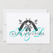 Invitation Argent de monogrammes de paons d'invitations de (Devant)