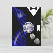Invitation Argent de noir de cobalt de l'anniversaire | d'art (Debout devant)