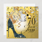 Invitation Argent de noir d'or de l'anniversaire | de stylet (Devant / Derrière)