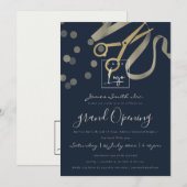 INVITATION ARGENT DE PEARL GRIS RIBBON COUPANT GRAND OUVERTUR (Devant / Derrière)