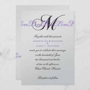 Invitation Argent de pourpre d'invitations de mariage du