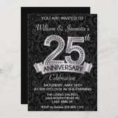 Invitation Argent Diamant 25ème Anniversaire (Devant / Derrière)