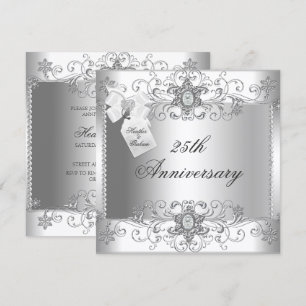 Invitation argent diamant blanc 25e anniversaire