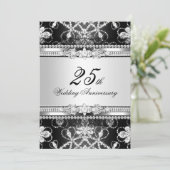 Invitation Argent Diamant Noir 25e Anniversaire (Debout devant)