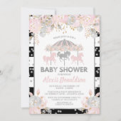 Invitation Argent d'invitation de baby shower de carrousel (Devant)