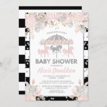 Argent d'invitation de baby shower de carrousel