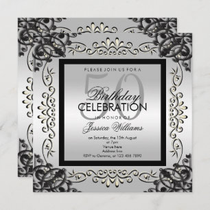 Invitation Argent élégant et anniversaire des femmes de