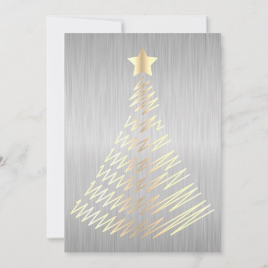 Invitation Argent et arbre de Noël vert (Dos)