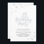 Invitation Argent et blanc | Modern Chic 21e fête d'anniversa<br><div class="desc">Fêtons votre 21e anniversaire avec cette invitation de fête élégante. Ce design présente une typographie argentée chic sur des graphismes scintillants avant et argent avec une photo sur le dos. Remplacez l'exemple de photo par le vôtre ou supprimez-le si vous ne le voulez pas. La couleur de l'arrière - plan...</div>