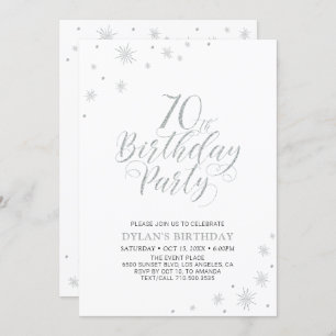 Invitation Argent et blanc   Modern Chic 70th Birthday Party