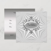 Invitation argent et blanc pour toutes occasions (Devant / Derrière)