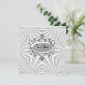 Invitation argent et blanc pour toutes occasions (Debout devant)