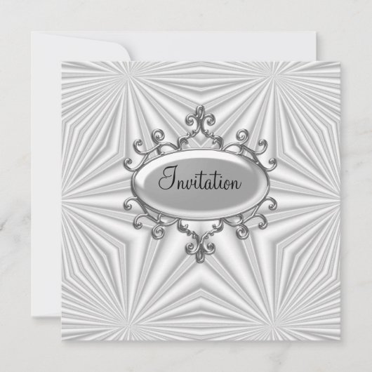 Invitation argent et blanc pour toutes occasions (Devant)