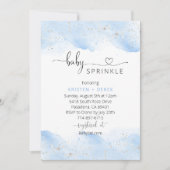 Invitation Argent et bleu Baby shower d'aquarelle (Devant)