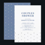 Invitation Argent et bleu | Wedding shower moderne Couples<br><div class="desc">Célébrez votre journée spéciale avec cet élégant modèle d'invitation wedding shower moderne. Ce design offre une mise en page et un type minimaliste avec un jeu de couleurs argent et bleu.</div>