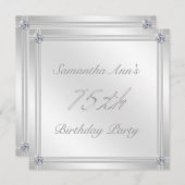 Invitation Argent et fête d'anniversaire d'effet de diamant (Devant / Derrière)