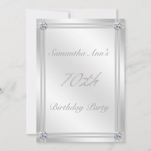Invitation Argent et fête d'anniversaire d'effet de diamant (Devant)