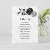 Invitation argent et fleurs noires assise numéro du tableau (Debout devant)