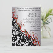 Invitation Argent et fuchsia vintage damas romantique tourbil (Debout devant)