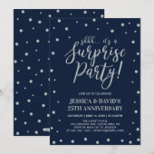 Invitation Argent et marine, 25e anniversaire de mariage surp (Devant / Derrière)
