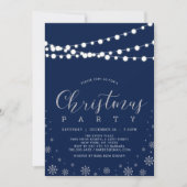 Invitation Argent et marine | Fête de Noël des Snowflakes mod (Devant)