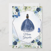 Invitation Argent et Marine Mexicaine Fille Douce 16e (Dos)