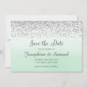 Invitation Argent et Menthe verte Enregistrer la date (Devant)