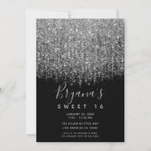 Invitation Argent et noir Parties scintillant mousseuse Sweet (Devant)